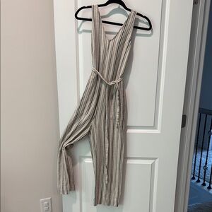 Sonoma Black and White Striped Jumpsuit with Tie Waist